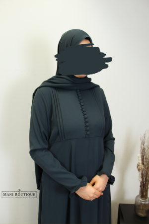 Abaya Yasmin mini cute sleeves dark petrol (2 lengtes - heavyweight)