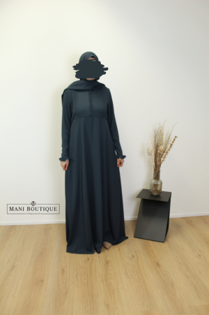 Alternative view of Abaya Yasmin mini cute sleeves dark petrol (2 lengtes - heavyweight)
