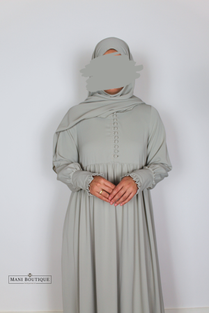 Alternative view of Abaya Hafsa soft sage (2 lengtes - lightweight)