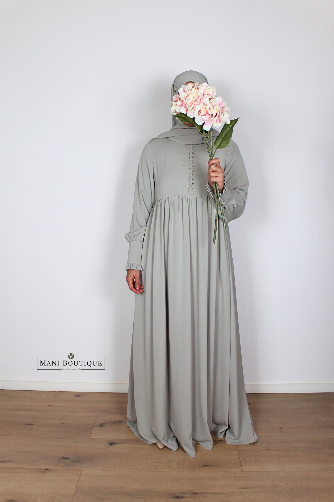 Abaya Hafsa soft sage (2 lengtes - lightweight) - Afbeelding 6