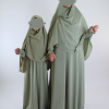 Meisjes abaya pistachegroen, moeder en dochter set