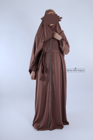 abaya met steentjes rose taupe