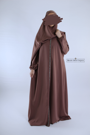 Abaya met steentjes rose taupe