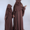 abaya moeder en dochter met steentjes rose taupe