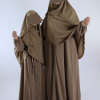 Abaya khimaar set met steentjes taupe, moeder dochter, meisjes en dames