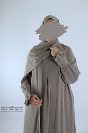 Kimono abaya set grijstaupe dichtbij