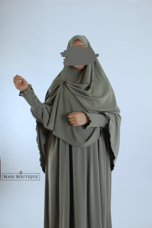Alternative view of Khimaar Hafsa moss grey (heup en knie - lightweight)