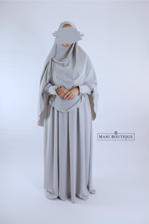 Abaya khimaar hafsa pearl grey