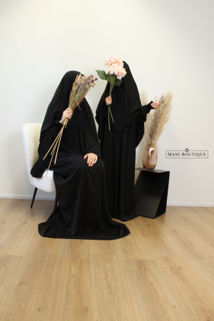 Meisjes khimaar zwart (2 lengtes - lightweight)