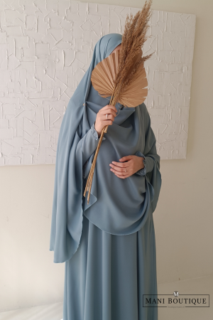 Abaya Yasmin met mini cute sleeves zeeblauw