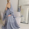 Abaya met plooien grijsblauw
