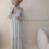 Abaya met plooien soft mint