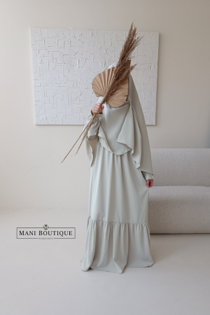 Abaya met plooien soft mint