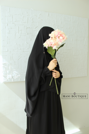 Abaya met plooien zwart