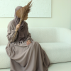 Linnen abaya nude taupe