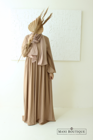 Linnen abaya warm taupe