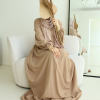 Linnen abaya warm taupe
