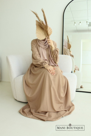Linnen abaya warm taupe