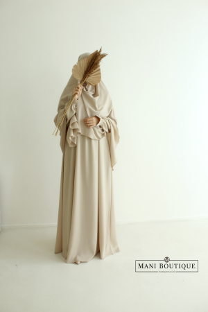 Abaya cute sleeves pearl beige
