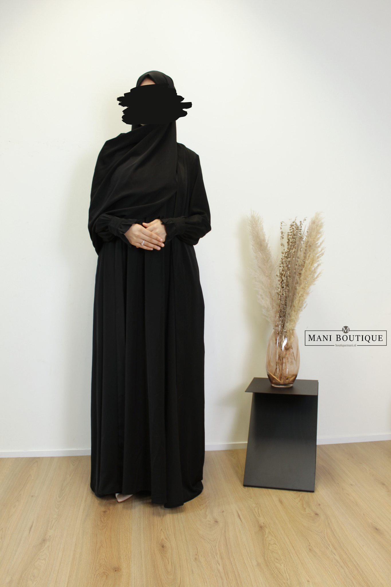 Kimono abaya set zwart (2 lengtes - lightweight) - Afbeelding 4