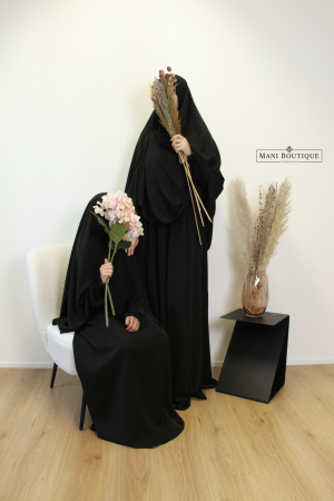 Abaya cute sleeves zwart (2 lengtes - lightweight) - Afbeelding 4