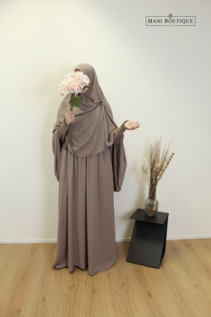 Alternative view of Abaya Hafsa taupe (2 lengtes - lightweight)
