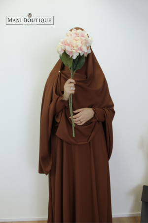 Abaya Yasmin chest nut khimaar