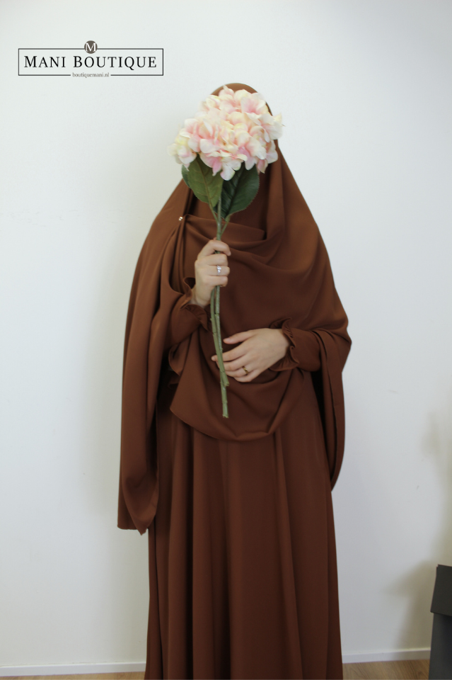Abaya Yasmin chest nut khimaar