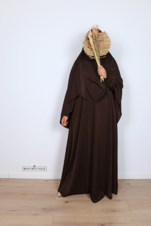 Abaya cute sleeves chocolate brown (2 lengtes - lightweight) - Afbeelding 3