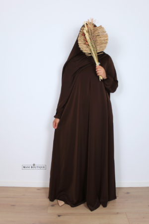 Abaya cute sleeves chocolate brown (2 lengtes - lightweight)