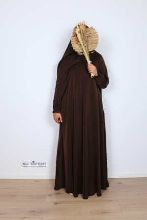 Abaya cute sleeves chocolate brown (2 lengtes - lightweight) - Afbeelding 4