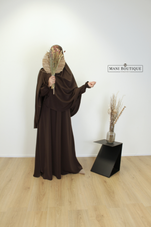 abaya cute sleeves chocolate brown