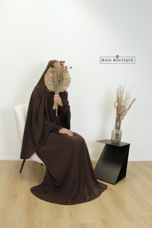 abaya cute sleeves chocolate brown