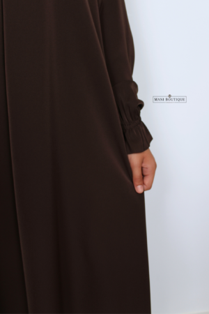 Meisjes abaya met cute sleeves chocolate brown (lightweight) - Afbeelding 3