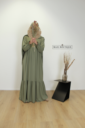 abaya met plooien cedar green