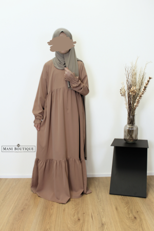 Abaya met plooien meisjes rosewood nude