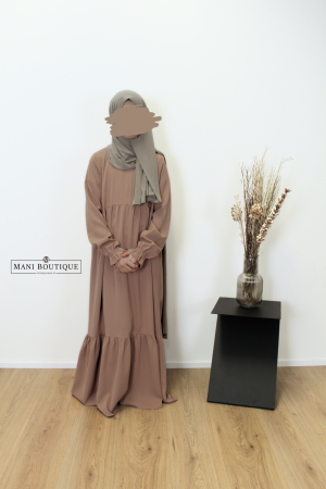 Abaya met plooien meisjes rosewood nude