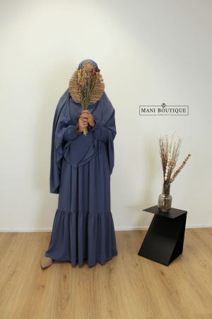 abaya met plooien smokey blue