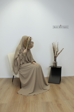 Abaya cute sleeves soft taupe