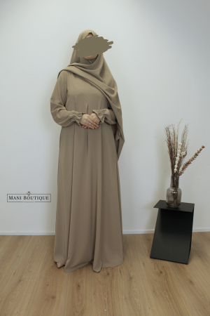 Abaya cute sleeves soft taupe (2 lengtes - lightweight)