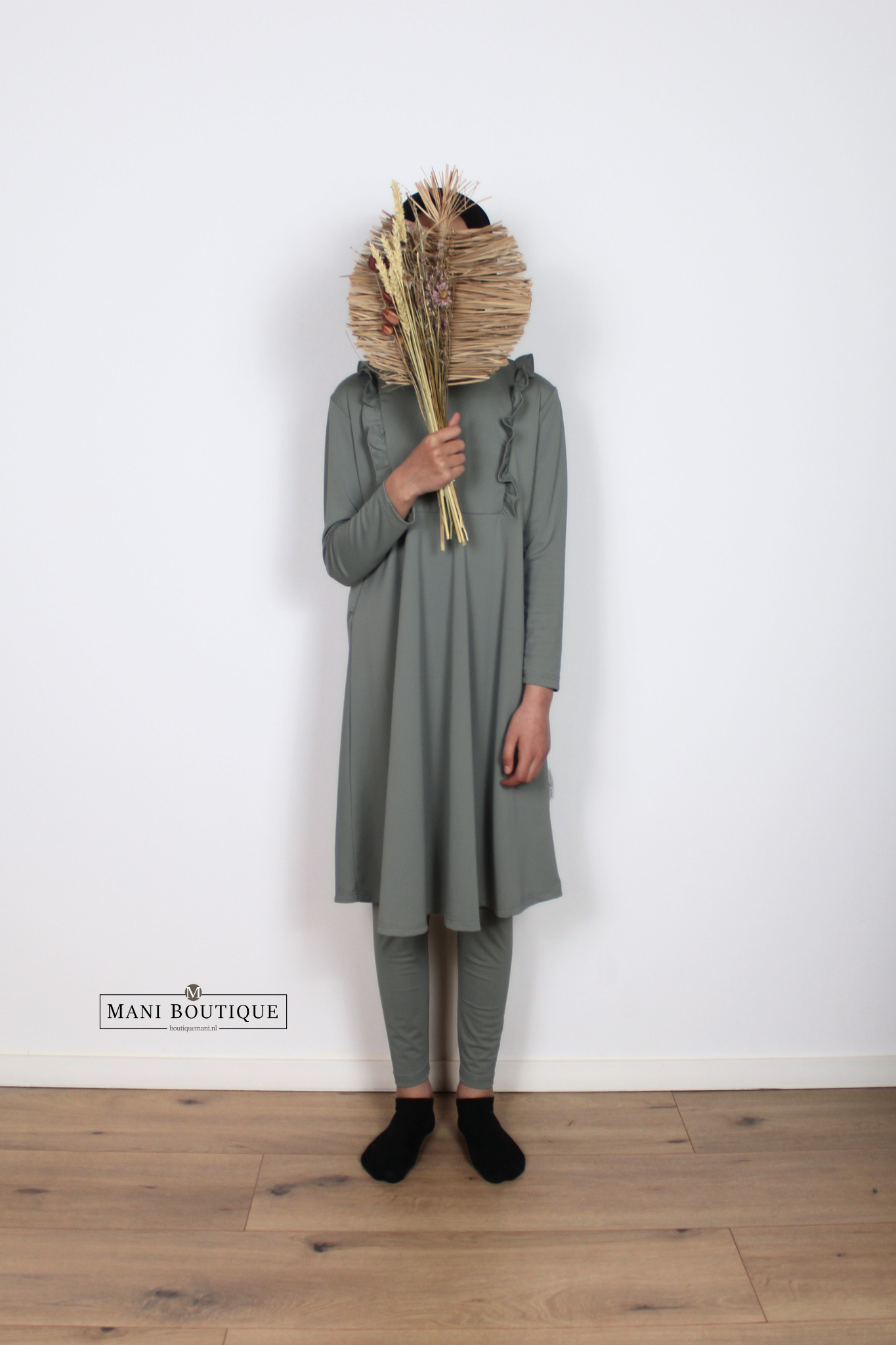 Meisjes burkini dusty sage - Afbeelding 3