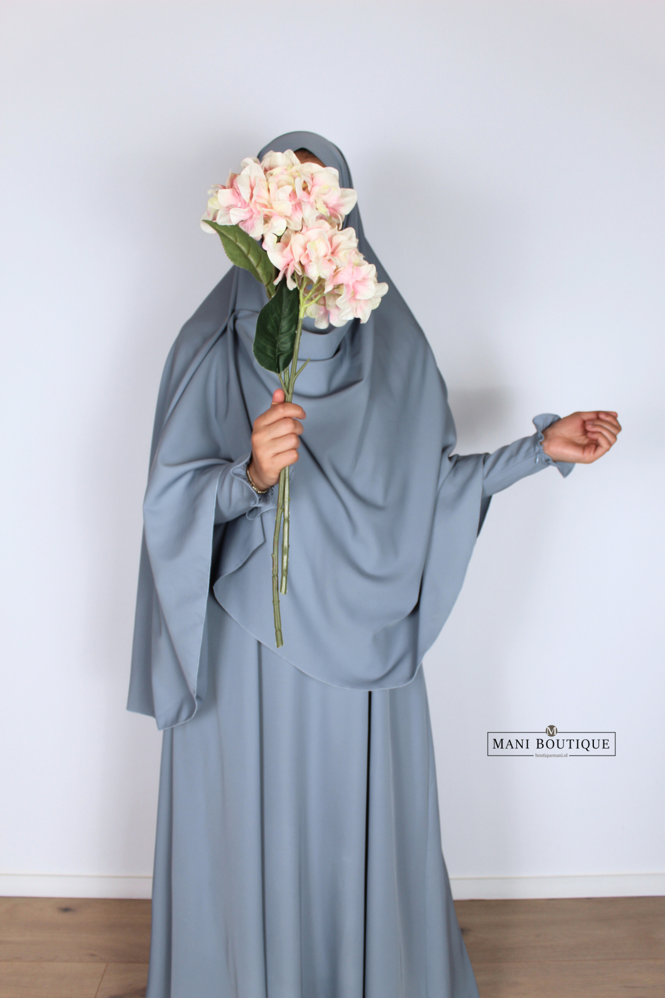 Khimaar Yasmin dusty blue (heup en knie - mediumweight) - Afbeelding 3
