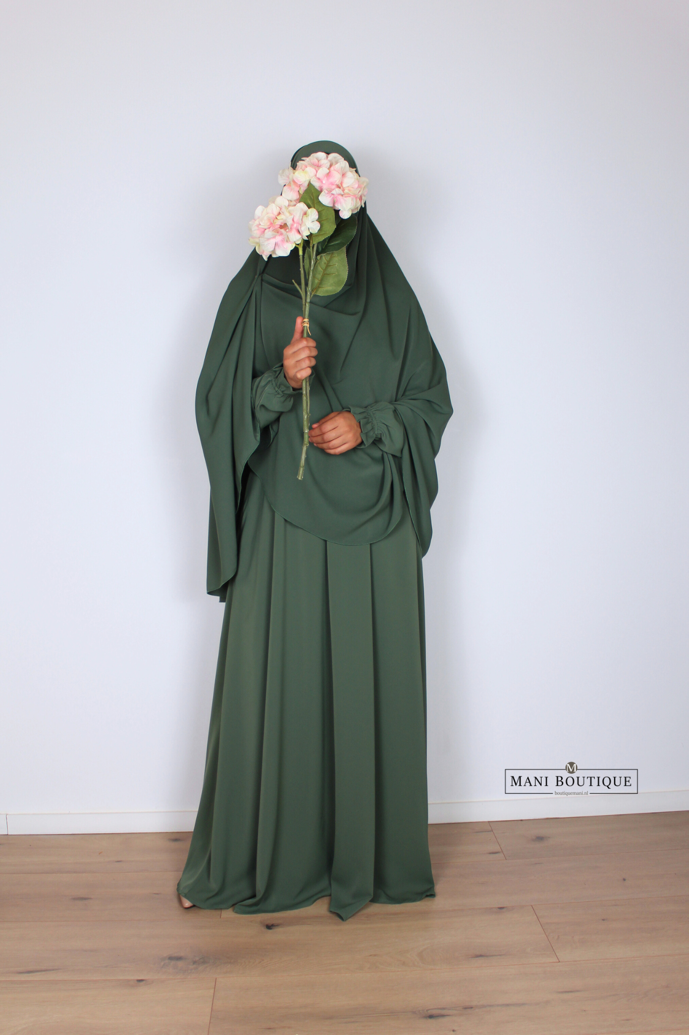 Abaya cute sleeves forest green (2 lengtes - lightweight) - Afbeelding 2