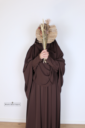 Abaya hafsa khimaar dark brown