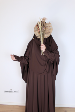 Alternative view of Khimaar Hafsa dark brown (heup en knie - lightweight)