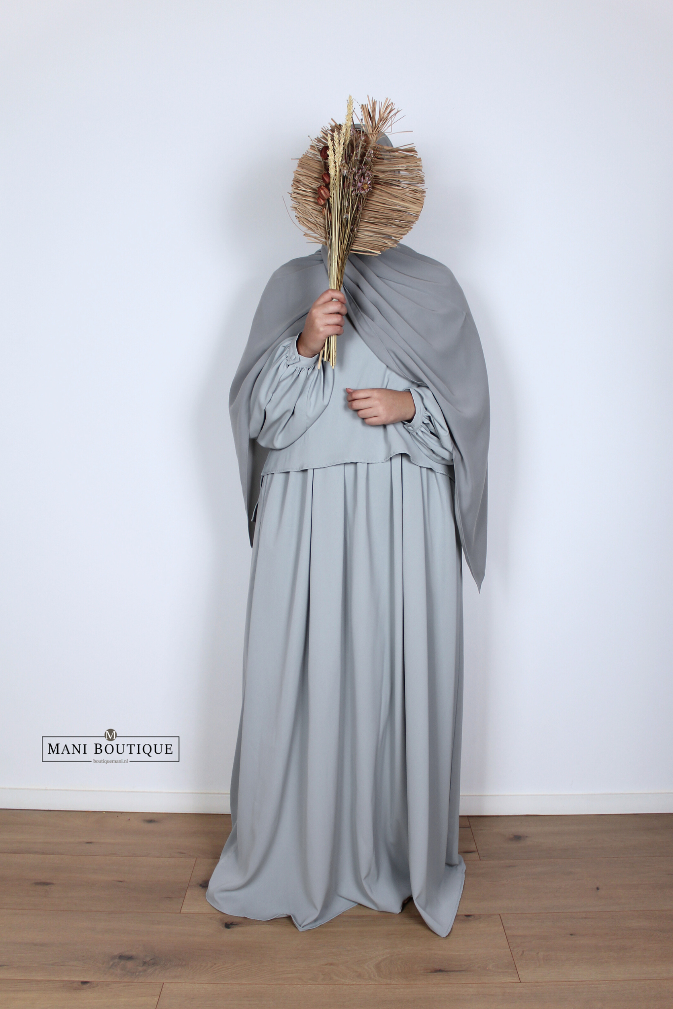 Abaya met blouse powder blue (2 lengtes - lightweight) - Afbeelding 4