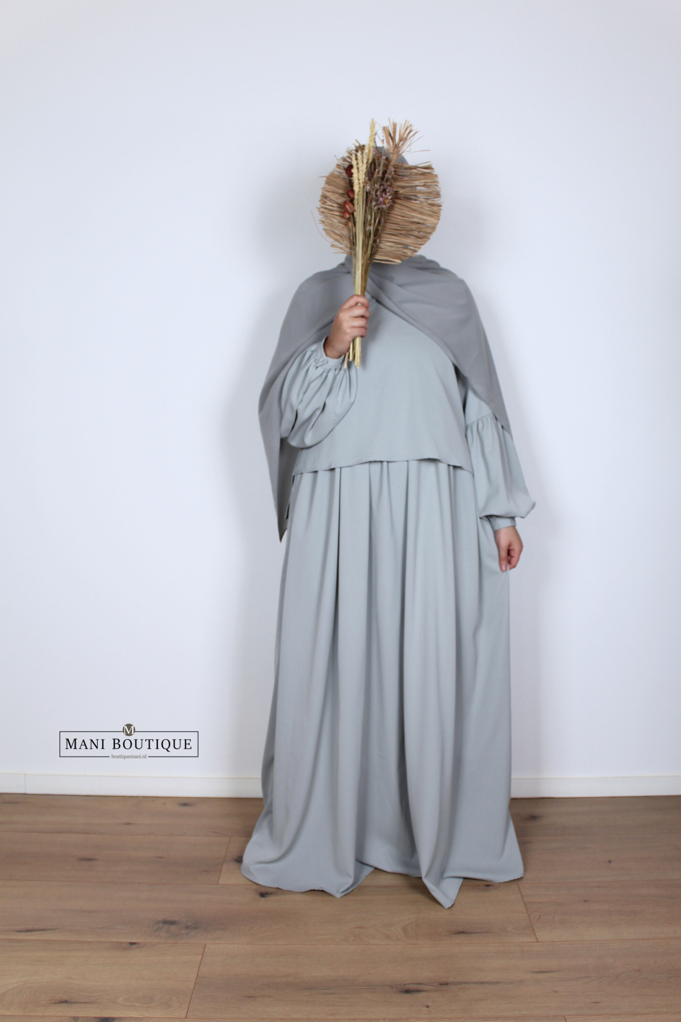 Abaya met blouse powder blue (2 lengtes - lightweight) - Afbeelding 5
