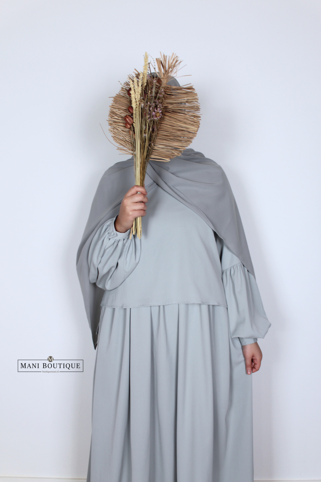 Abaya met blouse powder blue (2 lengtes - lightweight) - Afbeelding 6