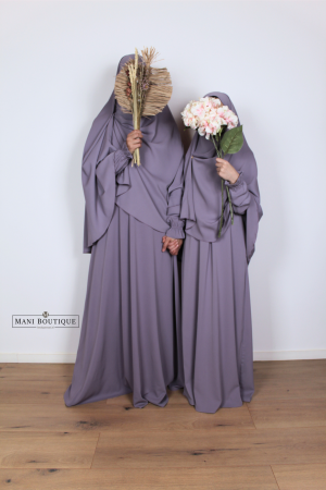 moeder dochter abaya cute sleeves dusty lila