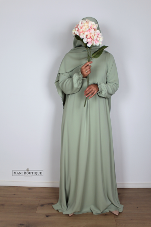 abaya cute sleeves light pistache